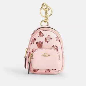 Mini Court Backpack Bag Charm With Rosette Print